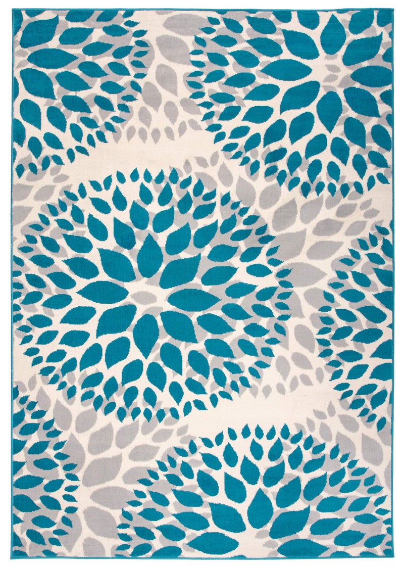 Rugshop Modern Blue Floral Circles Design Area Rug â€“ Elegant Non-Shedding, 3'1" x 5' for Living Room, Bedroom, Dining Room, Kitchen - Image 2